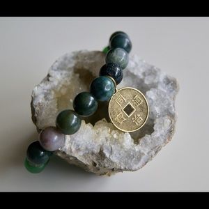 Aventurine and Fancy Jasper iChing Mala Bracelet